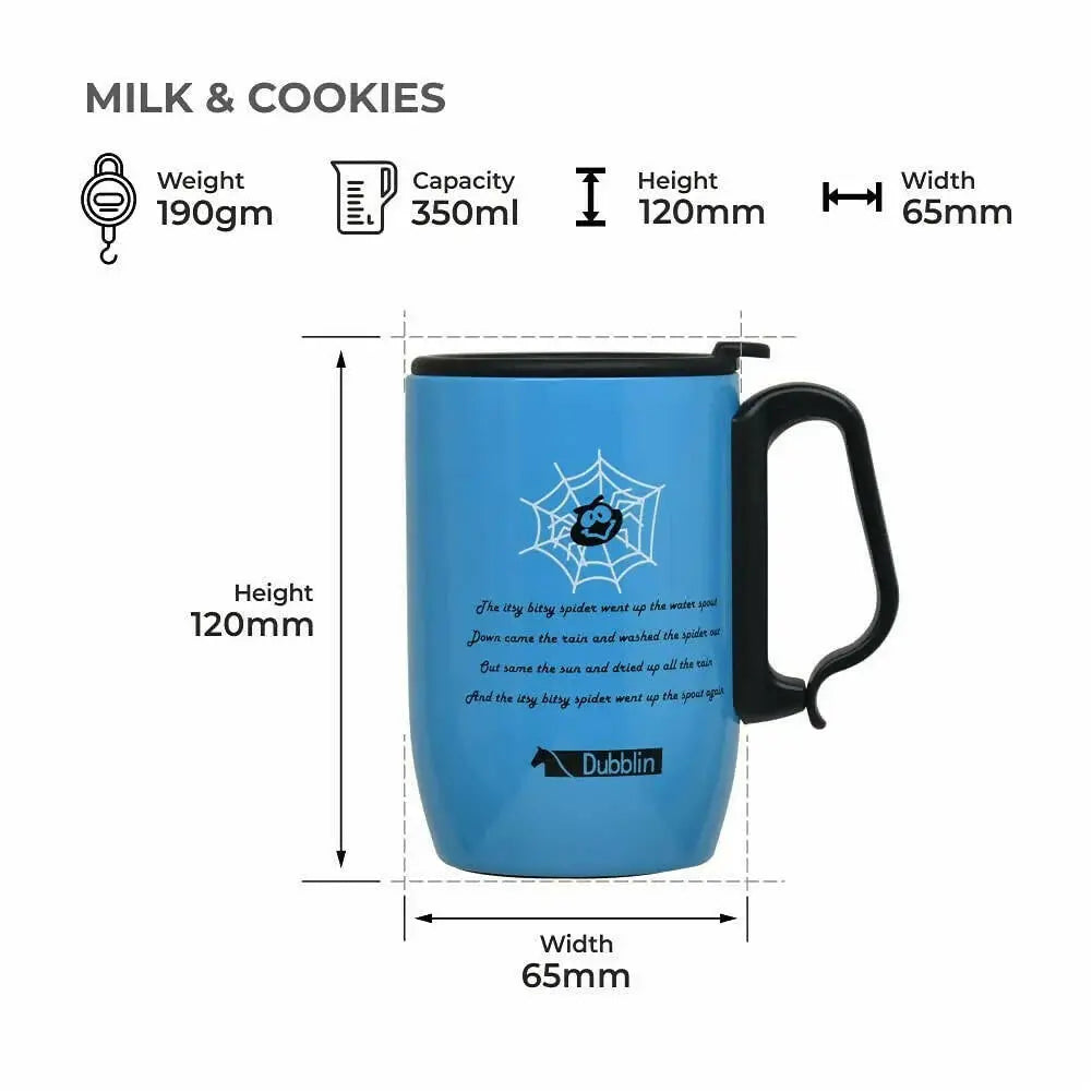 Dubblin Milk & Cookies Stainless Steel Mug -350 ml - Bule - Mytrendzcart