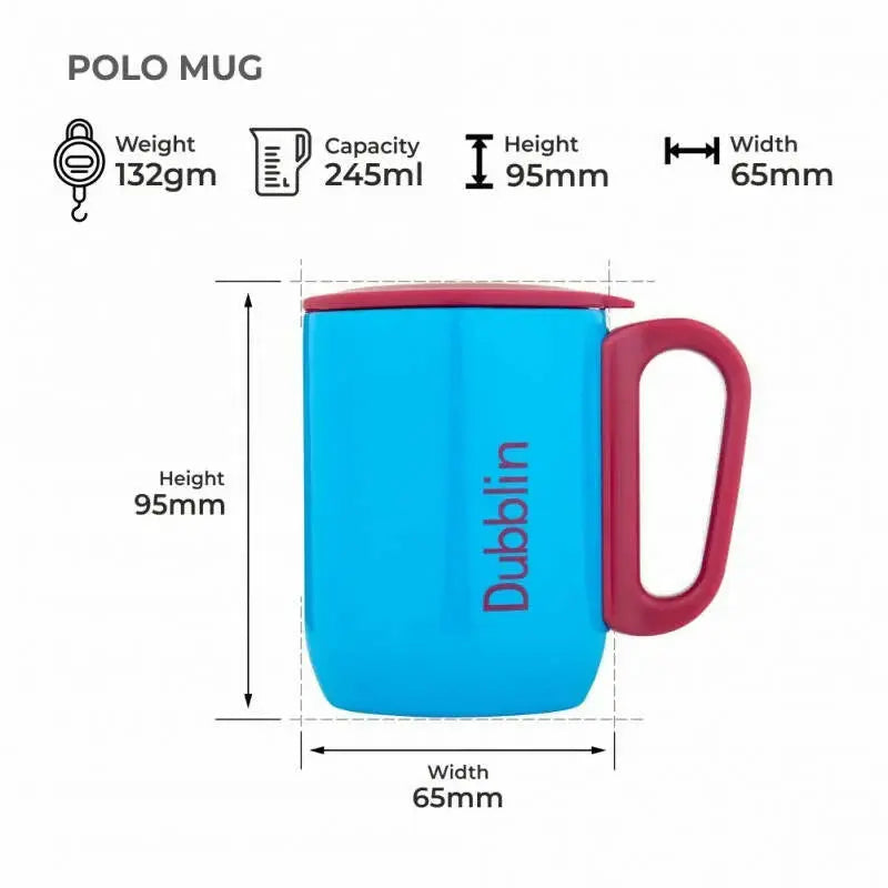 Dubblin Polo Stainless Steel Mug -245 ml - Blue - Mytrendzcart