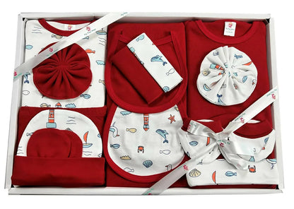 My Tiny Wear Full Sleeves New Born Baby Gift Set - Lovely Red -0-3M Mytrendzcart