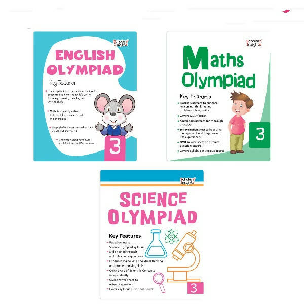 Scholars Insights Olympiad English, Maths and Science Workbooks Set Grade 3| Set of 3| Ages 8 - 10 Years - Mytrendzcart