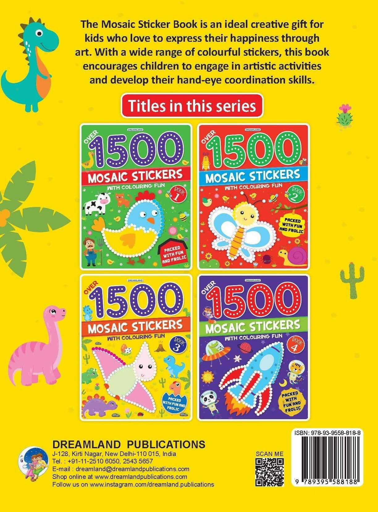 Dreamland Publications 1500 Mosaic Stickers Book 3 with Colouring Fun - Sticker Bok for Kids Age 4 - 8 years - Mytrendzcart