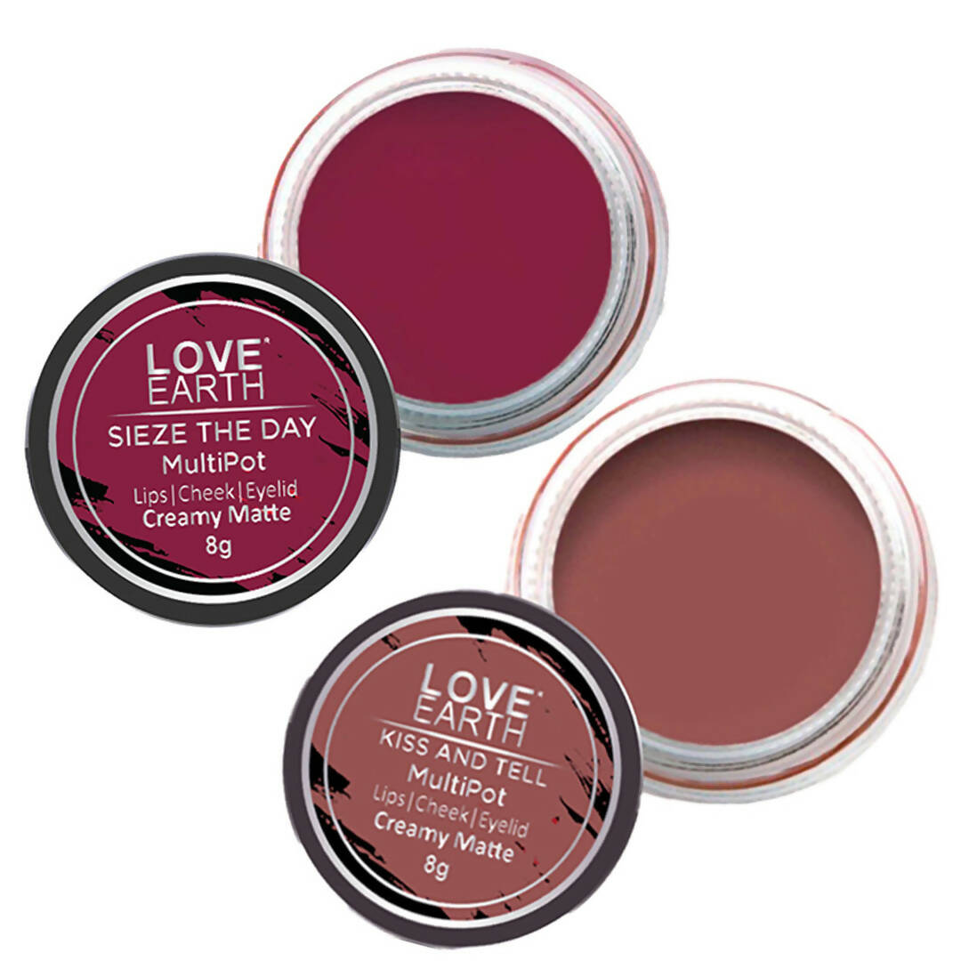 Love Earth Lip Tint & Cheek Tint Multipot Combo (Mauvish Pink & Raspberry Pink) - Mytrendzcart