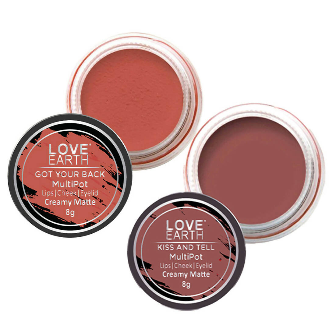 Love Earth Lip Tint & Cheek Tint Multipot Combo (Coral & Mauvish Pink) - Mytrendzcart