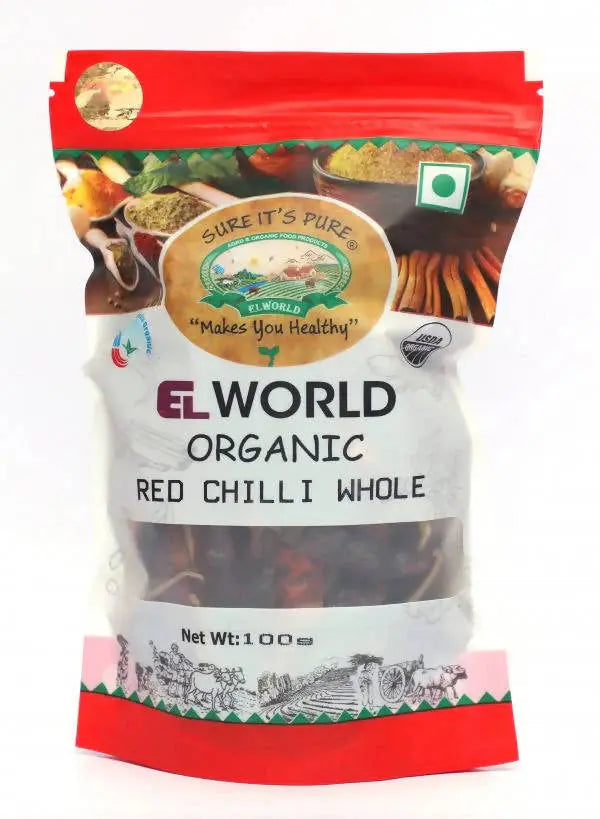 El World Organic Red Chilli Whole -100 gm - Mytrendzcart