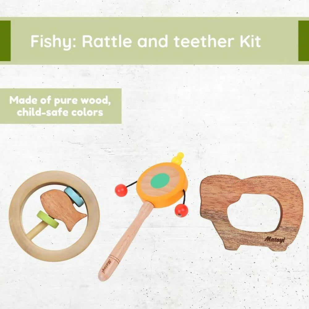 Matoyi Fishy Foo?Baby Rattle & Neem Teether Combo -Combo Mytrendzcart