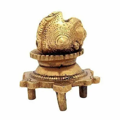 Brass Vishnu Shankh Conch Shell For Puja With Vastu/ Fengshui Tortoise For Home Decor - Mytrendzcart