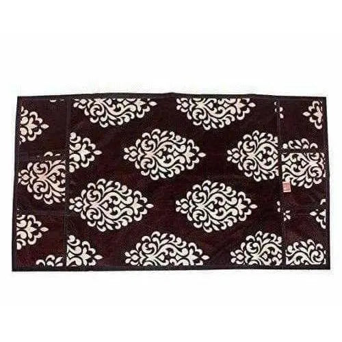 Floral Design Fridge Top Cover with 6 Utility Pockets - Brown Color - Mytrendzcart