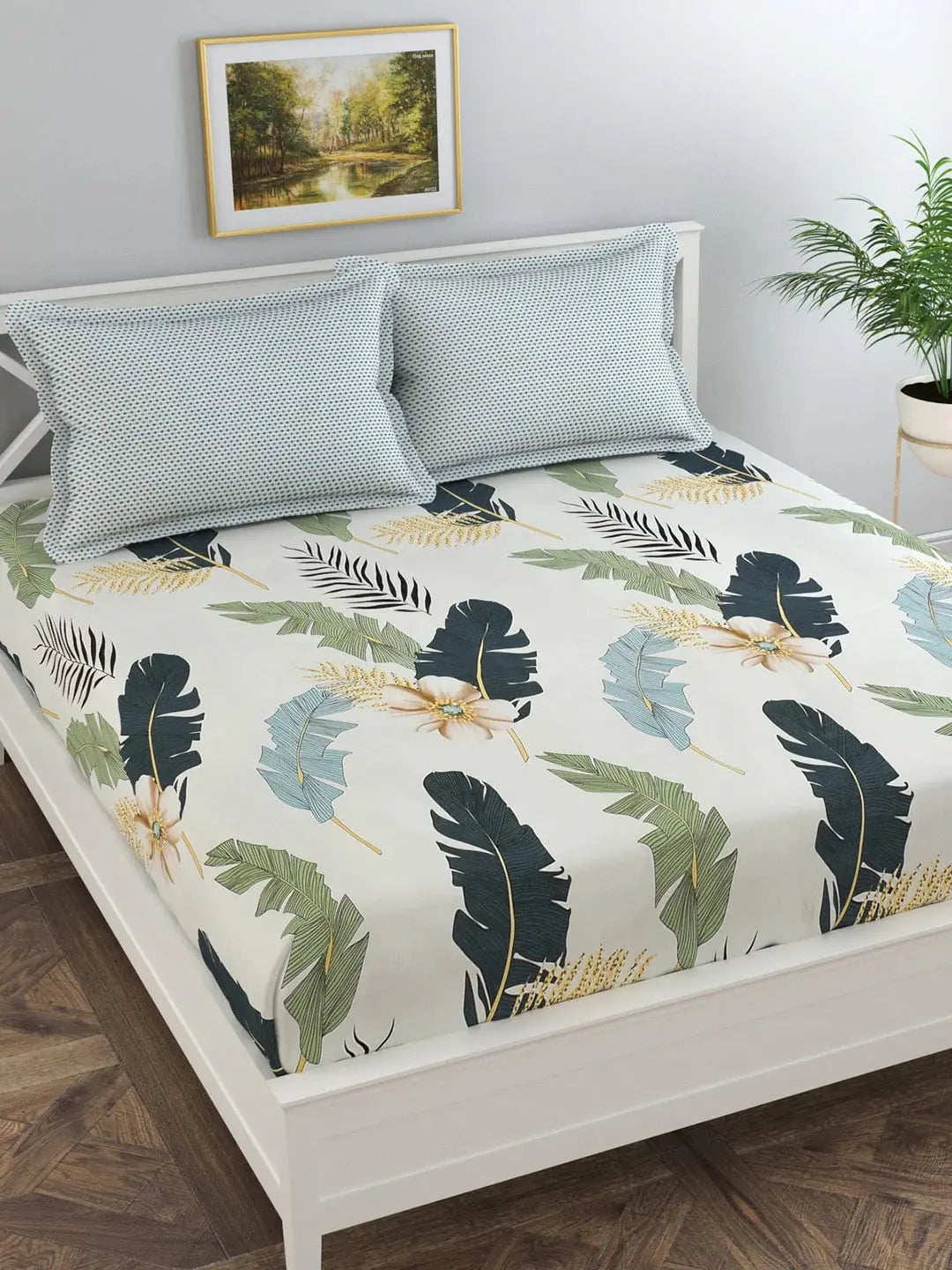 Florida Unisex Off White Bedsheets -Double King - Mytrendzcart