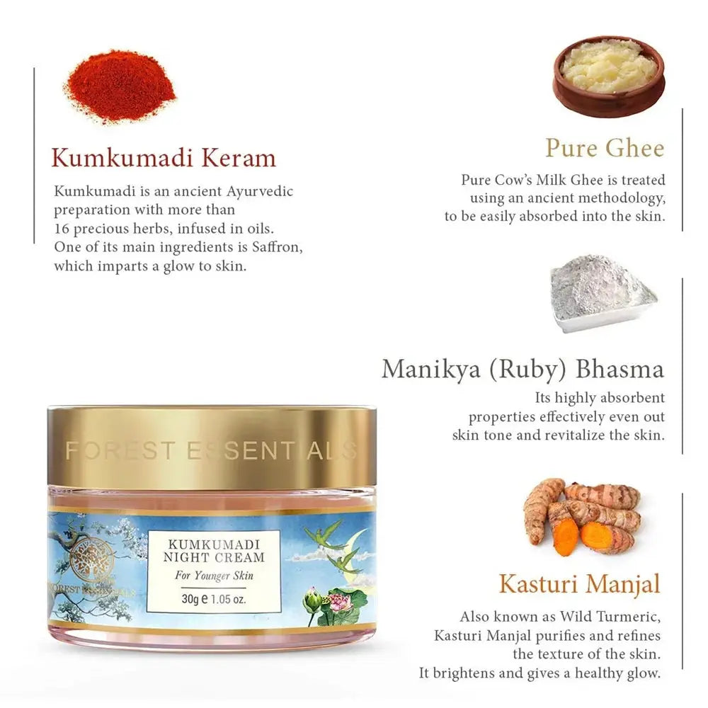 Forest Essentials Kumkumadi Night Cream -30 gm - Mytrendzcart