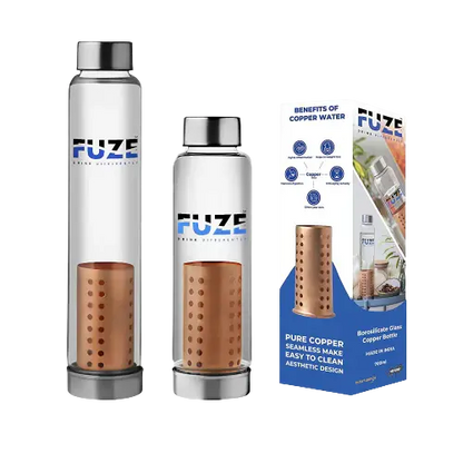 Fuze Glass Bottle With Pure Copper Filter -700 ml - Mytrendzcart