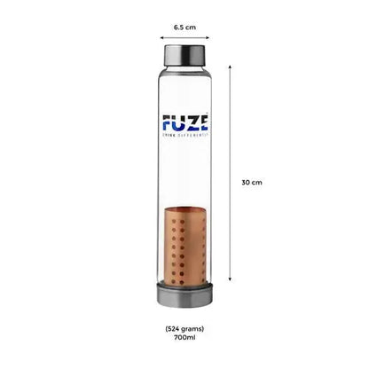 Fuze Glass Bottle With Pure Copper Filter -700 ml - Mytrendzcart