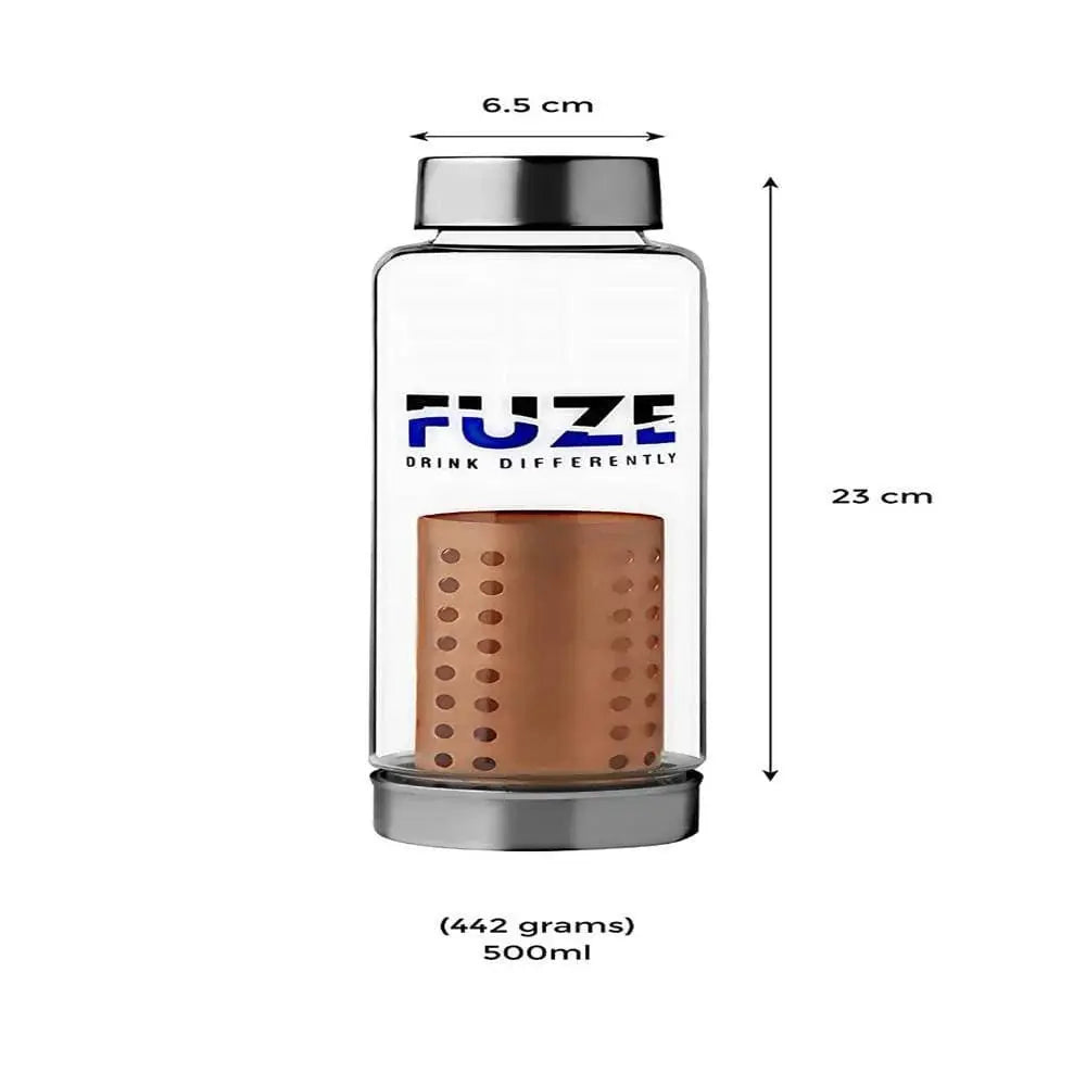 Fuze Glass Bottle With Pure Copper Filter -700 ml - Mytrendzcart