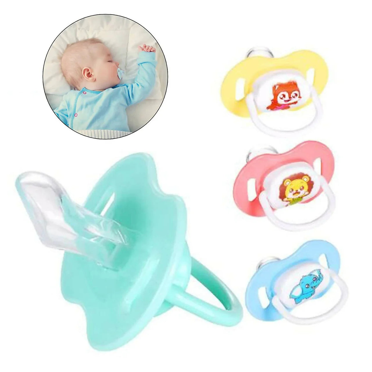 Safe-O-Kid Cartoon Design Silicone Pacifier/Soother With Holder Chain And Clip - Assorted Mytrendzcart