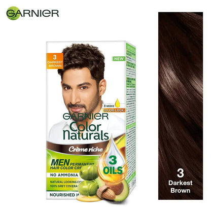 Garnier Color Naturals Creme Riche Men Hair Color - Shade 3 Darkest Brown -30ml+30gm - Mytrendzcart