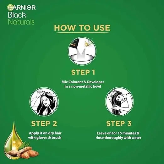 Garnier, Hair Colouring Crème, 100% Grey Coverage, Softening and Increased Shine, Black Naturals, 4.0 Natural Brown, 20g + 20ml - Mytrendzcart