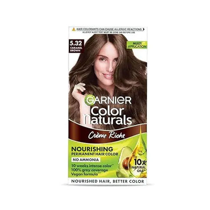 Garnier, Hair Colouring Creme, Long-lasting Colour, Smoothness & Shine, Color Naturals, Shade: 5.32 Caramel Brown, 70ml + 60g - Mytrendzcart