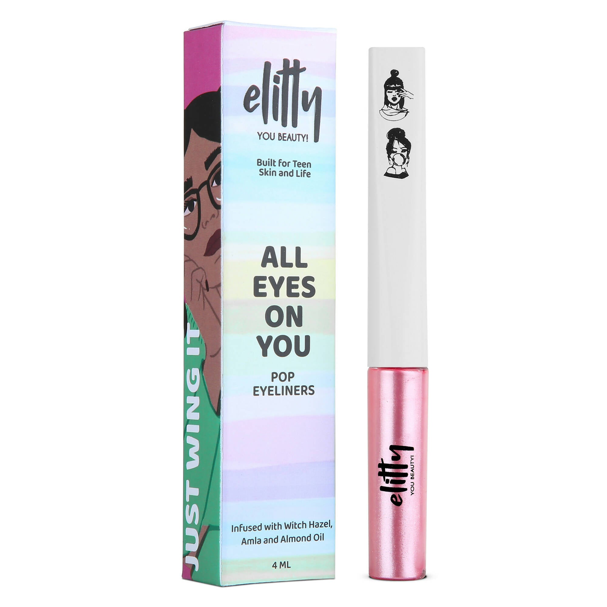 Elitty Pink Pop Color Metallic Finish Liquid Eyeliner - Space Goddess (Pink) - Mytrendzcart