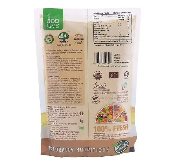 Go Earth Organic Bengal Gram Flour -500 gm - Mytrendzcart