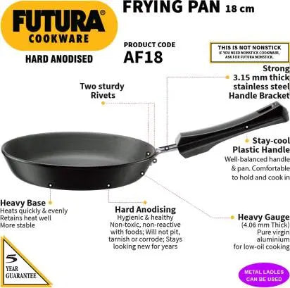 Hawkins Futura Hard Anodised Frying Pan 18 cm Diameter (AF18) - Mytrendzcart