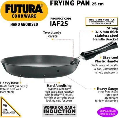 Hawkins Futura Hard Anodised Frying Pan 25 cm Diameter 1 L (IAF25) - Mytrendzcart