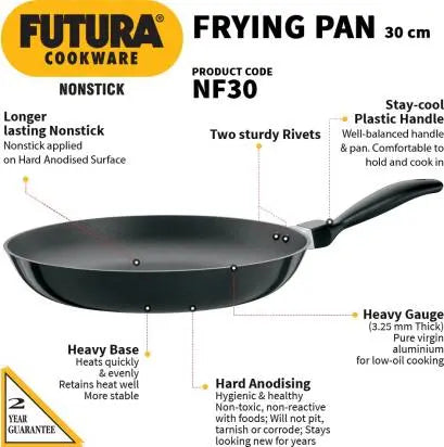 Hawkins Futura NF30 Non-stick Frying Pan 30 cm Diameter 2.5 L capacity - Mytrendzcart