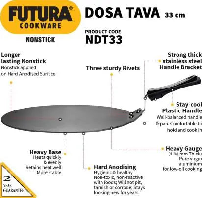 Hawkins Futura Non-stick Dosa Tava 33 cm Diameter (NDT33) - Mytrendzcart