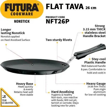 Hawkins Futura Non-stick Flat Tava 26 cm Diameter (NFT26P) - Mytrendzcart