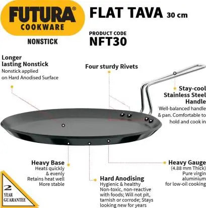 Hawkins Futura Non-stick Flat Tava 30 cm Diameter (NFT30) - Mytrendzcart