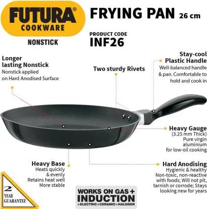 Hawkins Futura Non-stick Frying Pan 26 cm Diameter 1 L (INF26) - Mytrendzcart