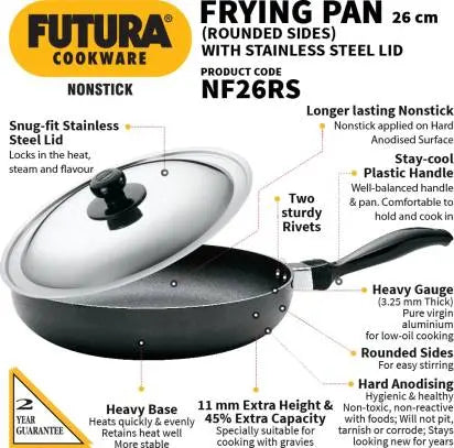 Hawkins Futura Non-stick Frying Pan 26 cm Diameter 1 L (NF26RS) - Mytrendzcart