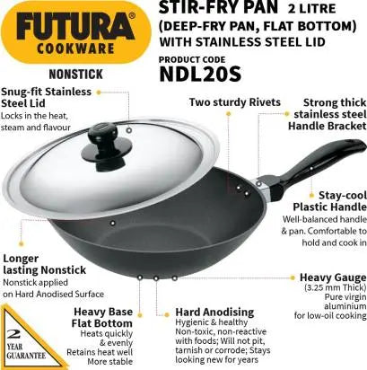 Hawkins Non-stick Stir Fry Pan 26 cm Diameter with Lid 2 L (NDL20S) - Mytrendzcart