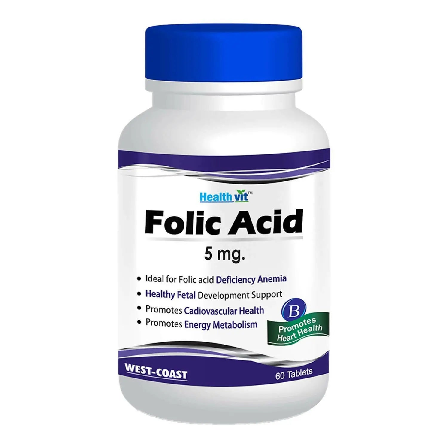 Healthvit Folic Acid 5mg Tablets for Folic acid - Mytrendzcart