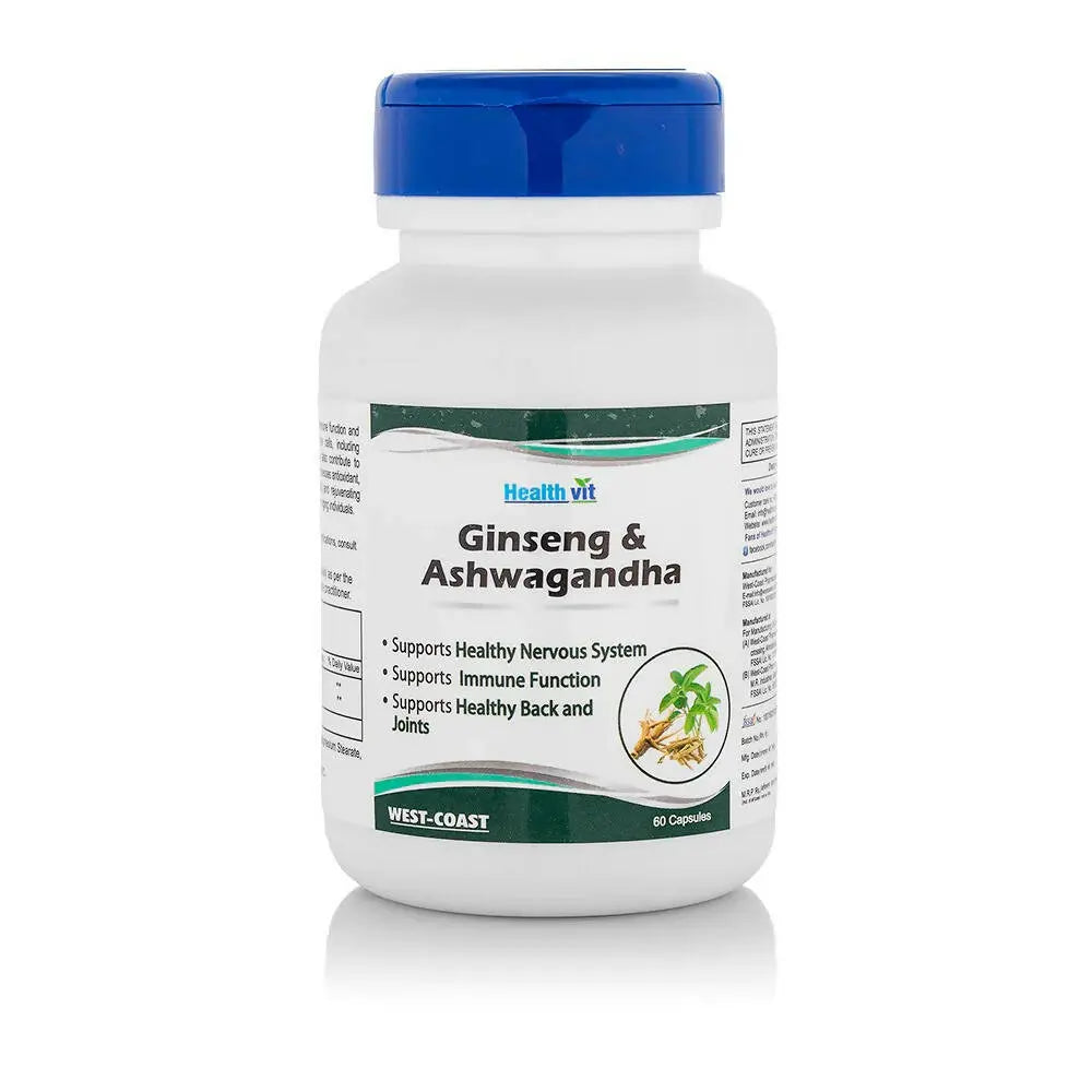 Healthvit Ginseng & Ashwagandha Capsules - Mytrendzcart