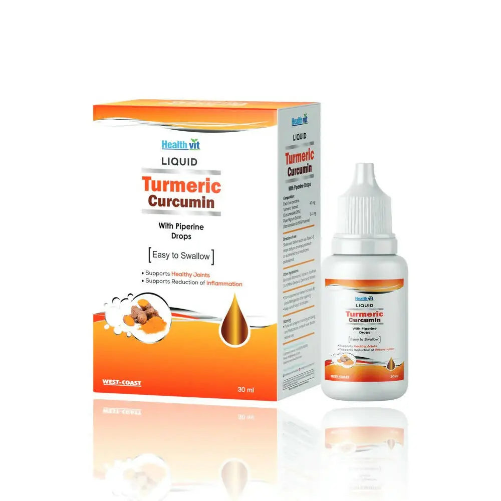 Healthvit Turmeric Curcumin With Piperine Liquid Drops - Mytrendzcart