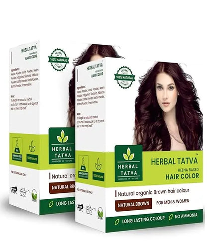 Herbal Tatva Natural Brown Hair Colour Powder 200g - 100% organic Henna Based Brown Hair Color | Long Lasting, Without Chemicals & NO AMMONIA - Mytrendzcart