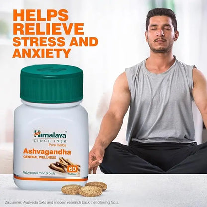 Himalaya Ashvagandha General Wellness Tablets | Stress Relief | Rejuvenates Mind & Body - 60 Tablets - Mytrendzcart