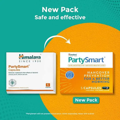 Himalaya PartySmart, 25 capsules |Prevents hangover & helps support liver. Herbal solution, safe, effective - Mytrendzcart