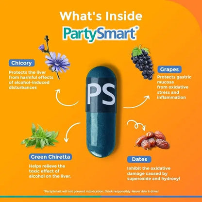 Himalaya PartySmart, 25 capsules |Prevents hangover & helps support liver. Herbal solution, safe, effective - Mytrendzcart