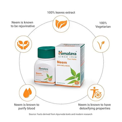 Himalaya Wellness Neem, 60 Tablet | Pure Herbs for Skin Wellness - Mytrendzcart