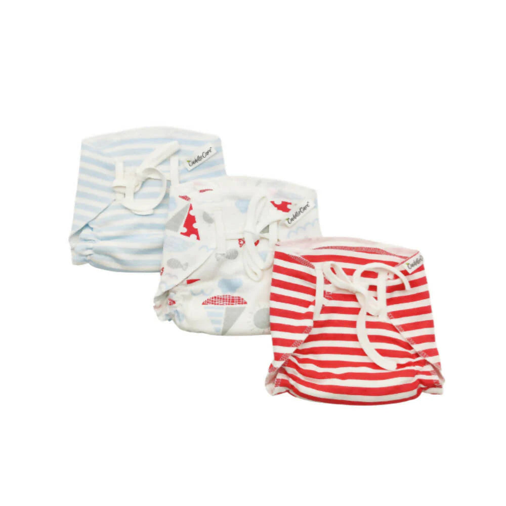 Cuddle Care Cute Padded Nappy for Toddlers -Nautical Smiles -Pack of 3 - NB-3 M Mytrendzcart