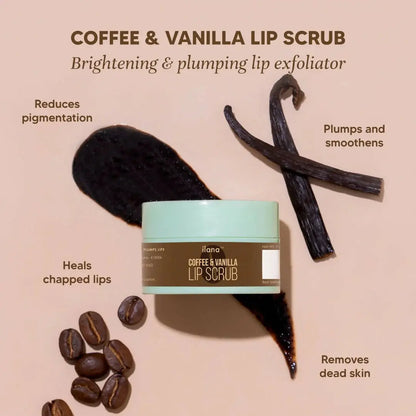 Ilana Lip Scrub - Brightening And Plumping Vegan Lip Exfoliator - Coffee & Vanilla -15 gm - Mytrendzcart