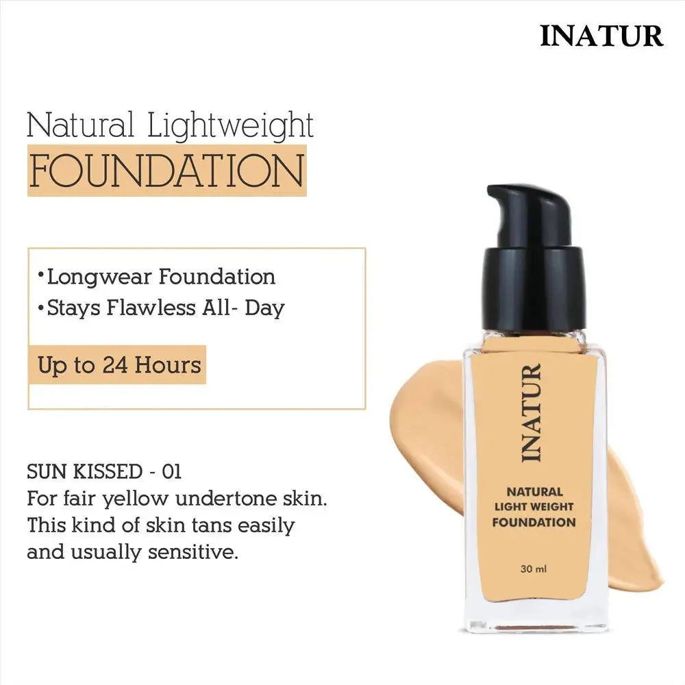 Inatur Natural Light Weight Foundation - Sunkissed -30 ml - Mytrendzcart