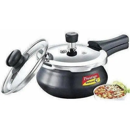 Induction Base Aluminum Pressure Cooker 2 Liters - Black Color - Mytrendzcart