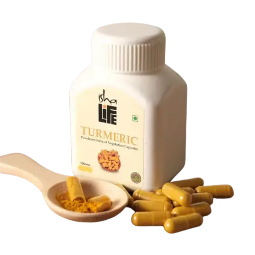 Isha Life Turmeric Powdered Form Of Vegetarian Capsules -100 Caps - Mytrendzcart