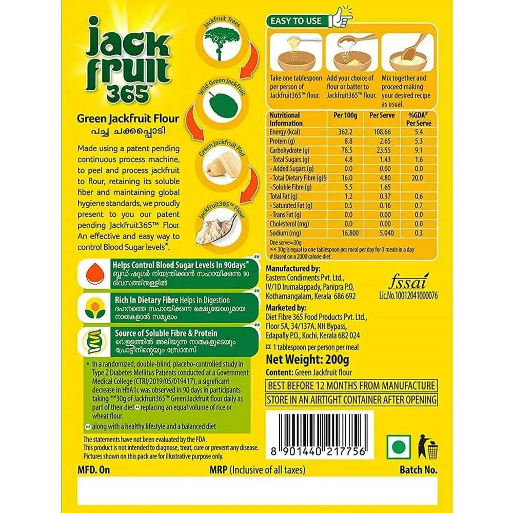 Jackfruit365 Green Jackfruit Flour -200 gm - Pack of 1 - Mytrendzcart