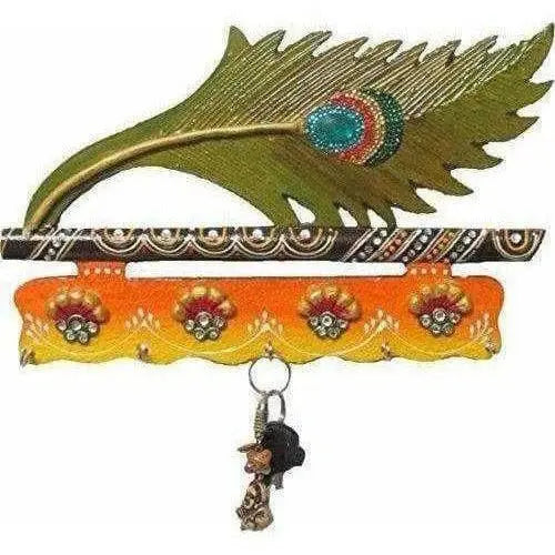 Jaipur Crafts Beautiful MorPankhi Wooden Key Holder -9 x 6 IN - Mytrendzcart