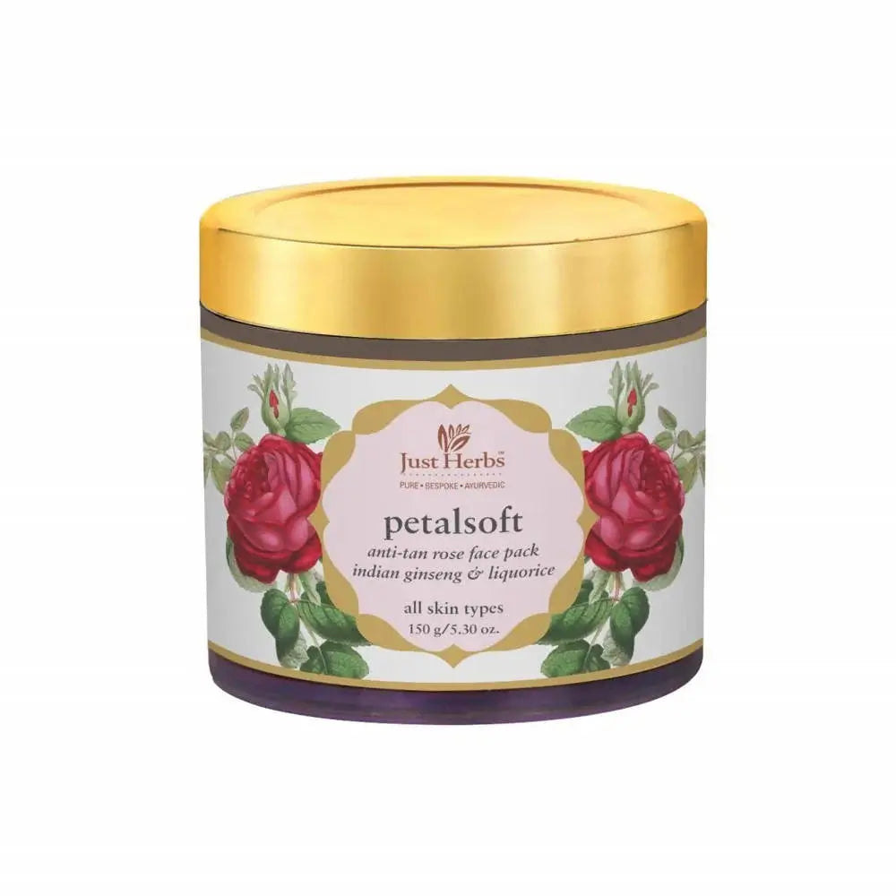 Just Herbs Petalsoft Anti-Tan Rose Face Pack -150 gm - Mytrendzcart