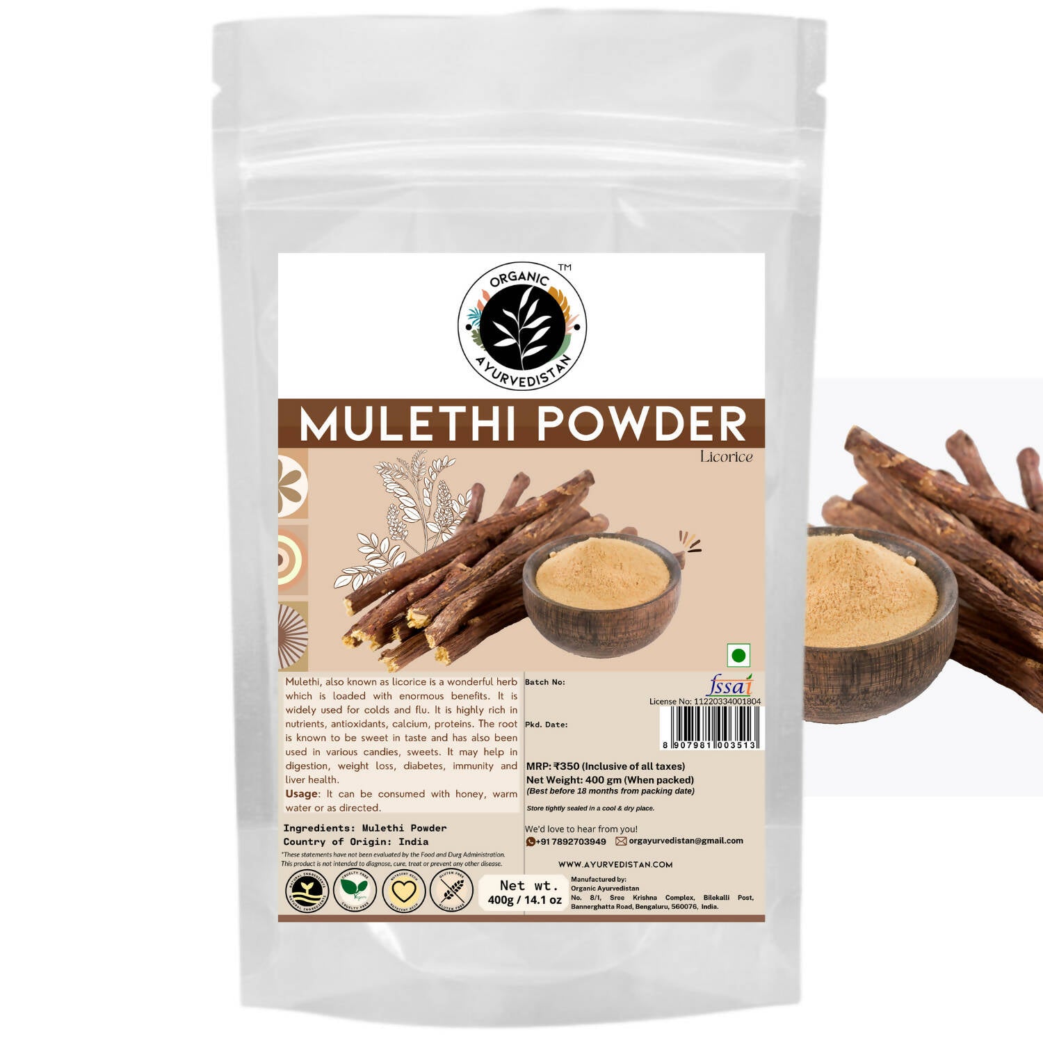 Organic Ayurven Mulethi Powder - Mytrendzcart