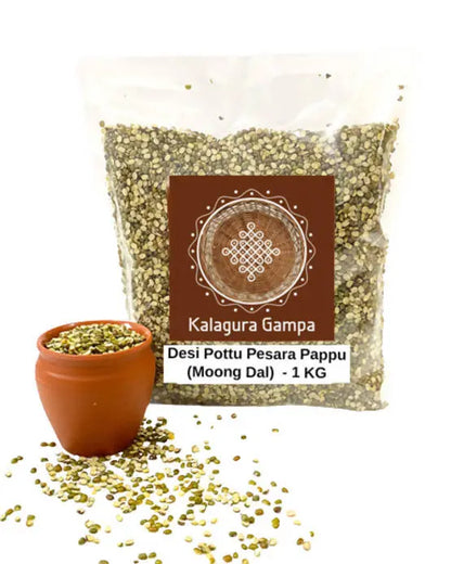 Kalagura Gampa Desi Pottu Pesara Pappu (Moong Dal) -1000 gm - Mytrendzcart