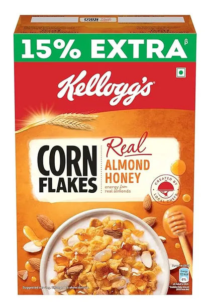 Kellogg's Corn Flakes Real Almond Honey 300g+45g EXTRA | High in Iron, Vitamin B1, B2, B3, B6 & C | Naturally Cholesterol Free | Corn Flakes, Breakfast Cereal - Mytrendzcart